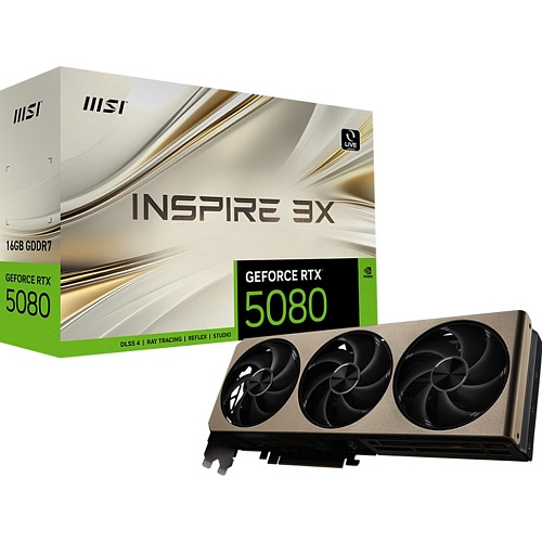 Видеокарта MSI GeForce RTX 5080 INSPIRE 3X 16GB (G5080-16I3) EU Видеокарта MSI GeForce RTX 5080 INSPIRE 3X 16GB (G5080-16I3) EU