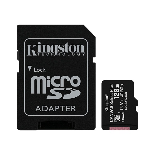 Карта памяти Kingston microSDXC Canvas Select Plus 128GB Class 10 UHS-1 + SD адаптер (SDCS2/128GB)