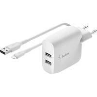 Мережевий зарядний пристрій Belkin Boost Up Charge Dual USB-A 24W + Cable USB-A - Lightning White (WCD001VF1MWH) - придбати в Дніпрі, Україні: ціна, характеристики | інтернет-магазин TOUCH Мережевий зарядний пристрій Belkin Boost Up Charge Dual USB-A 24W + Cable USB-A - Lightning White (WCD001VF1MWH) - придбати в Дніпрі, Україні: ціна, характеристики | інтернет-магазин TOUCH