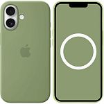 Чехол Silicone Case with Button, Animation & MagSafe для Apple iPhone 17 Light Moss AAA