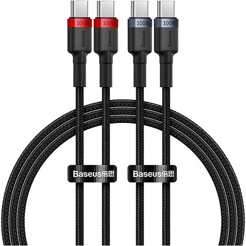 Кабель Baseus Cafule Charging Type-C to Type-C 100W 1m 2pcs Black (P10318306003-00) - придбати в Дніпрі, Україні: ціна, характеристики | інтернет-магазин TOUCH