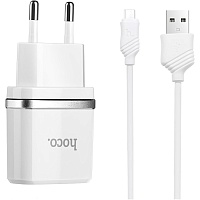 Сетевое зарядное устройство Hoco C11 + Cable USB-A to MicroUSB White Сетевое зарядное устройство Hoco C11 + Cable USB-A to MicroUSB White