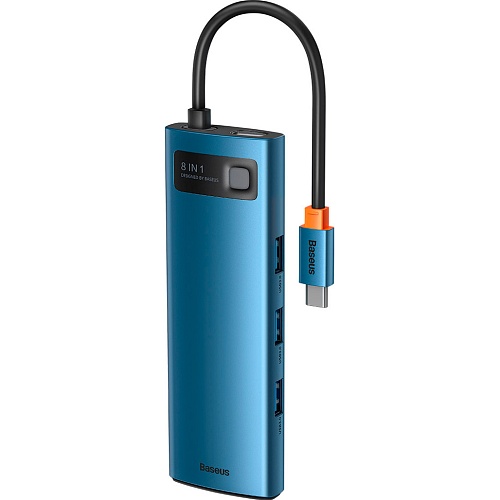 USB-хаб Baseus Metal Gleam Series 8-in-1 Multifunctional Type-C HUB Blue (WKWG000103)