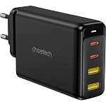 Мережевий зарядний пристрій Choetech PD140W GaN 4-Port Wall Charger Black (PD6005-EU-BK)