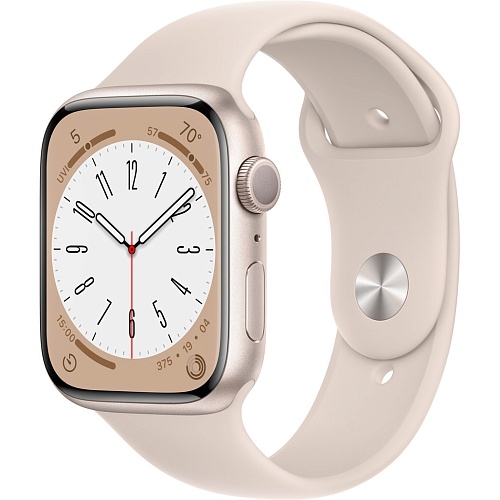 Смарт-часы Apple Watch Series 8 45mm Starlight Aluminum Case with Starlight Sport Band S/M (MNUP3)
