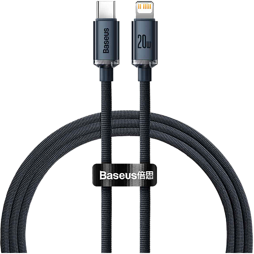 Кабель Baseus Crystal Shine Series USB-C to Lightning 20W 1.2m Black (CAJY000201)