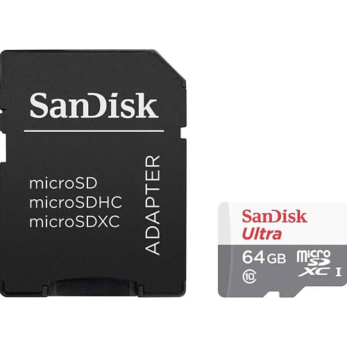 Карта пам'яті SanDisk microSDXC 64GB UHS-I Ultra A1 + SD Adapter (SDSQUNR-064G-GN3MA) - придбати в Дніпрі, Україні: ціна, характеристики | інтернет-магазин TOUCH