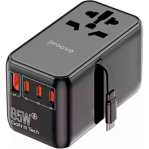 Мережевий зарядний пристрій Proove Trip 85W Black (TATR85130001) - придбати в Дніпрі, Україні: ціна, характеристики | інтернет-магазин TOUCH