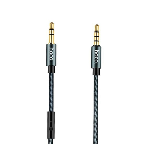 Кабель Aux Audio Hoco Noble UPA-04 3.5-3.5 + Mic 1m (Gray)