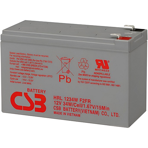 Аккумулятор CSB AGM 12V (12V/9Ah/108Wh) (HRL1234WF2FR)