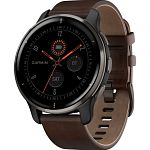 Смарт-часы Garmin Venu 2 Plus Slate Stainless Steel Bezel with Slate Case and Brown Leather Band (010-02496-15)
