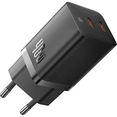 Сетевое зарядное устройство Baseus GaN5 Pro 40W 2xUSB-C Black (CCGP180101)