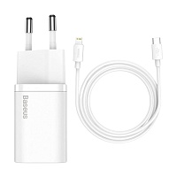 Сетевое зарядное устройство Baseus 20W Super PD Charger + Cable USB-C to Lightning White (TZCCSUP-B02) Сетевое зарядное устройство Baseus 20W Super PD Charger + Cable USB-C to Lightning White (TZCCSUP-B02)