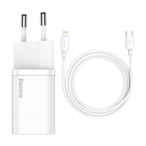 Сетевое зарядное устройство Baseus 20W Super PD Charger + Cable USB-C to Lightning White (TZCCSUP-B02)