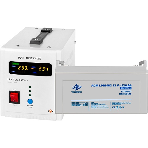 Источник бесперебойного питания (ИБП) LogicPower LPY-PSW-800VA + АКБ LPM-MG 12V - 120Ah (22710)