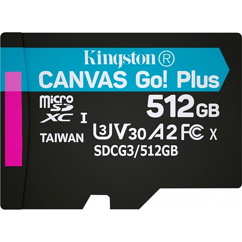 Карта памяти KINGSTON microSDXC Canvas Go Plus 512Gb Class 10 UHS-I/U3 (SDCG3/512GBSP) без SD адаптера