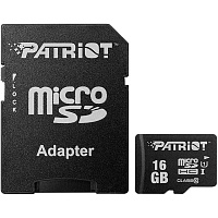 Карта памяти Patriot LX microSDHC 16GB UHS-I Class 10 + SD адаптер (PSF16GMCSDHC10)