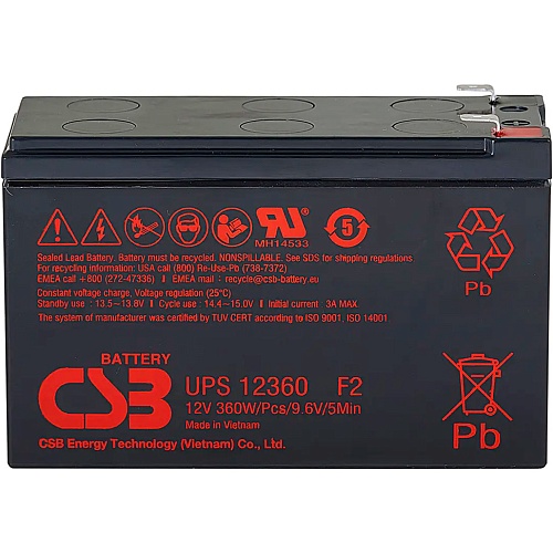 Аккумулятор CSB AGM 12V (12V/7.5Ah/90Wh) (UPS12360)