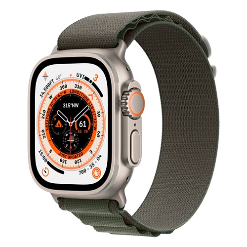 Смарт-часы Apple Watch Ultra 49mm Titanium Case with Green Alpine Loop Medium (MQEW3/MQFN3)