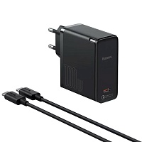 Мережевий зарядний пристрій Baseus GaN2 Fast Charger 100W + Cable USB-C to USB-C Black (TZCCGAN-L01) - придбати в Дніпрі, Україні: ціна, характеристики | інтернет-магазин TOUCH
