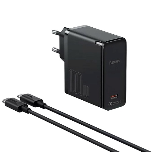 Сетевое зарядное устройство Baseus GaN2 Fast Charger 100W + Cable USB-C to USB-C Black (TZCCGAN-L01)