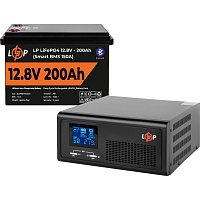Источник бесперебойного питания (ИБП) LogicPower LPE-B-PSW-1000VA + LiFePO4 батарея 12.8V - 200Ah Smart BMS BT (20482)