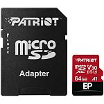Карта памяти Patriot LX microSDXC 64GB UHS-I U3 V30 A1 EP + SD adapter (PEF64GEP31MCX)