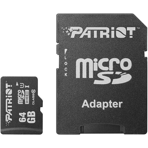 Карта памяти Patriot LX microSDHC 64GB UHS-I Class 10 + SD адаптер (PSF64GMCSDXC10)