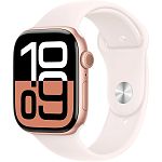 Смарт-годинник Apple Watch Series 10 GPS 46mm Rose Gold Aluminum Case with Light Blush Sport Band S/M (MWWT3)