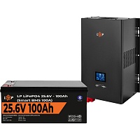 Источник бесперебойного питания (ИБП) LogicPower LPE-W-PSW-3600VA + LiFePO4 батарея 25.6V - 100Ah Smart BMS BT (20489)