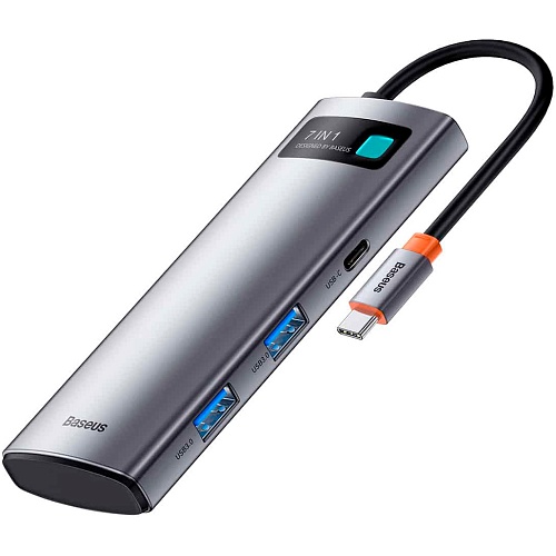 USB-хаб Baseus Metal Gleam Series 7-in-1 Multifunctional Type-C HUB Gray (WKWG020113)