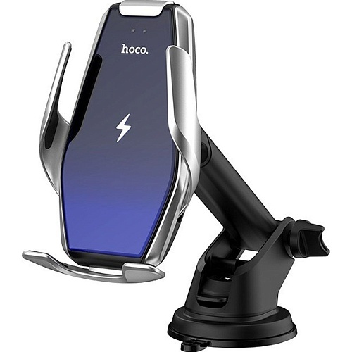 Автодержатель с беспроводной зарядкой Hoco S14 Silver