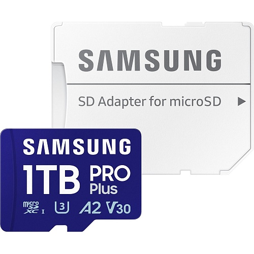 Карта памяти Samsung microSDXC PRO Plus 1TB Class 10 UHS-I U3 V30 A2 + SD Adapter (MB-MD1T0SA/EU)