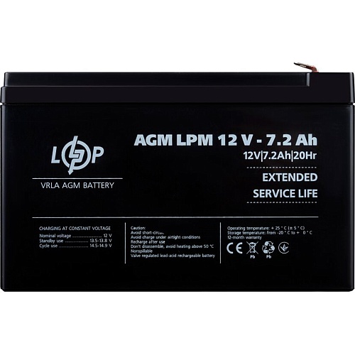 Аккумулятор LogicPower AGM 12V (12V/7.2Ah/86.4Wh) (3863)