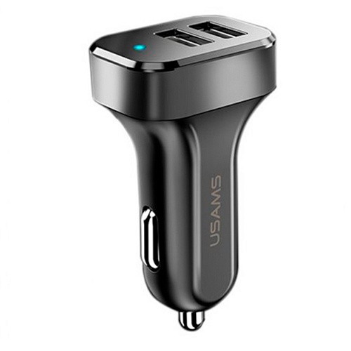 Автомобильное зарядное устройство Usams C13 Double USB 2.1A (Black)