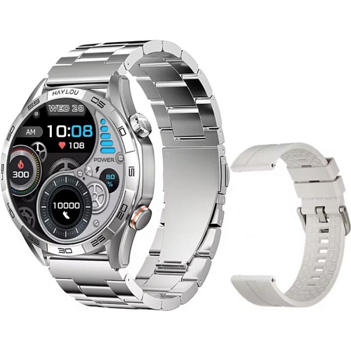 Смарт-часы Haylou Solar 5 (LS20) Silicone+ Stainless steel strap Silver 