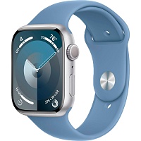 Смарт-часы Apple Watch Series 9 GPS 45mm Silver Aluminum Case with Blue Sport Band S/M (MR9D3)