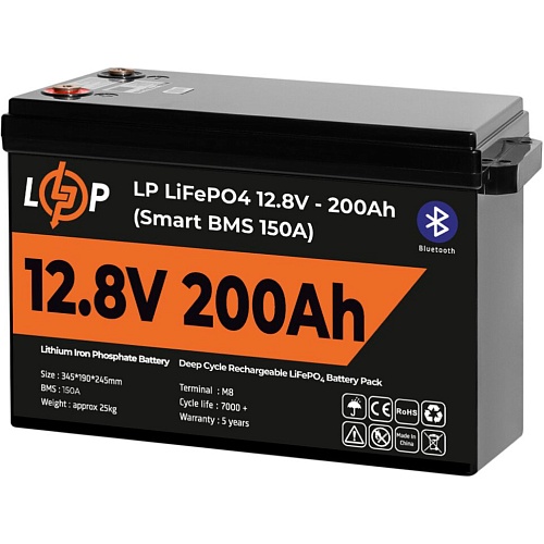 Аккумулятор LogicPower LiFePO4 Smart BT 12V (12.8V/200Ah/2560Wh) (Smart BMS 100А) (20198)