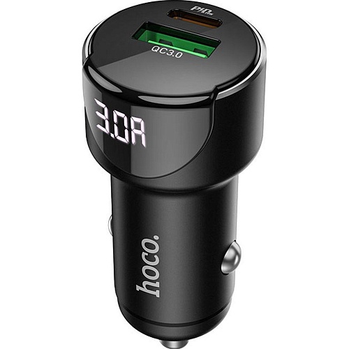 Автомобильное зарядное устройство Hoco Z42 Light Road PD20W + QC3.0 Black