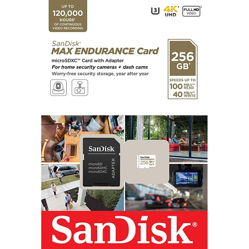 Карта пам'яті SanDisk microSDXC 256GB UHS-I Max Endurance U3 V30 R-100MB/s + SD Adapter (SDSQQVR-256G-GN6IA) - придбати в Дніпрі, Україні: ціна, характеристики | інтернет-магазин TOUCH