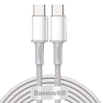Кабель Baseus High Density Braided Fast Charging Data Cable USB-C to USB-C 100W 2m (CATGD-A02) White