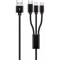 Кабель Proove Triple Connection 3 in 1 USB-A to USB-C/Lightning/Micro-USB 3A 1.2m Black (CCTC20001501)