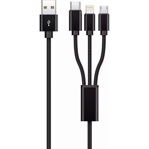 Кабель Proove Triple Connection 3 in 1 USB-A to USB-C/Lightning/Micro-USB 3A 1.2m Black (CCTC20001501) - придбати в Дніпрі, Україні: ціна, характеристики | інтернет-магазин TOUCH