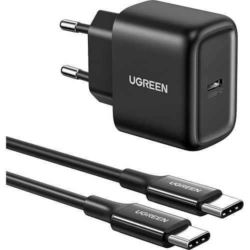 Сетевое зарядное устройство Ugreen CD250 USB-C 25W PD Charger + Cable USB-C to USB-C 2m Black (50581) Сетевое зарядное устройство Ugreen CD250 USB-C 25W PD Charger + Cable USB-C to USB-C 2m Black (50581)