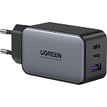 Сетевое зарядное устройство Ugreen CD244 USB-A + 2xUSB-C 65W GaN Tech Fast Charger Grey (10335)