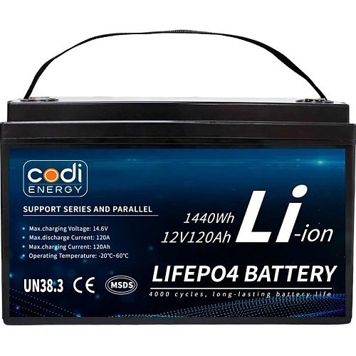 Аккумулятор Codi Energy LiFePO4 12V (12V/120Ah/1440Wh) (BMS 100A/100A)