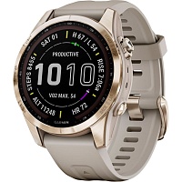 Смарт-часы Garmin Fenix 7S Sapphire Solar Edition Cream Gold Titanium with Light Sand Band (010-02539-20/21)