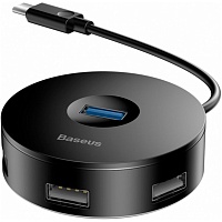 USB-хаб Baseus Round Box 4-Port USB-C Black 0.1м (CAHUB-G01) USB-хаб Baseus Round Box 4-Port USB-C Black 0.1м (CAHUB-G01)