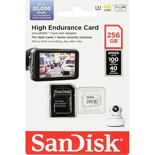 Карта пам'яті SanDisk microSDXC 256GB UHS-I High Endurance U3 V30 R-100MB/s + SD Adapter (SDSQQNR-256G-GN6IA) - придбати в Дніпрі, Україні: ціна, характеристики | інтернет-магазин TOUCH