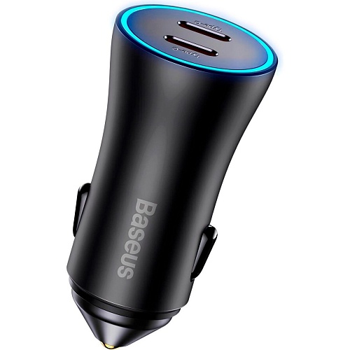 Автомобільний зарядний пристрій Baseus Golden Contactor Pro Dual Fast Charger 2хUSB-C 40W Dark Gray (CGJP000013) - придбати в Дніпрі, Україні: ціна, характеристики | інтернет-магазин TOUCH